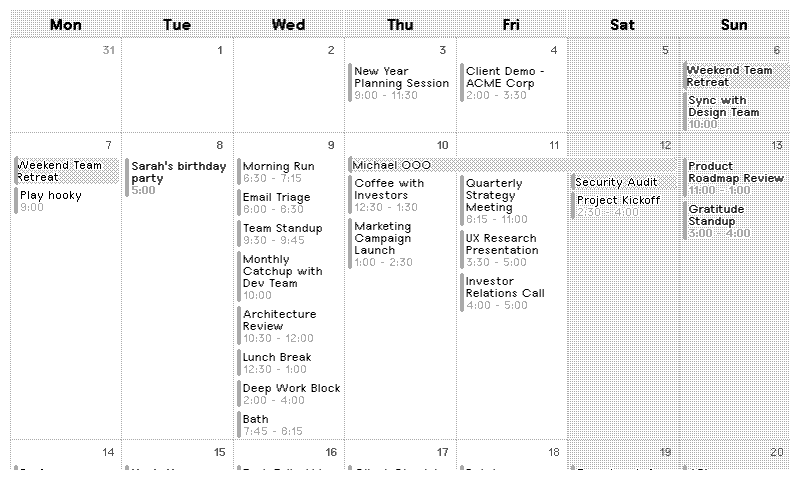CalDAV Month layout